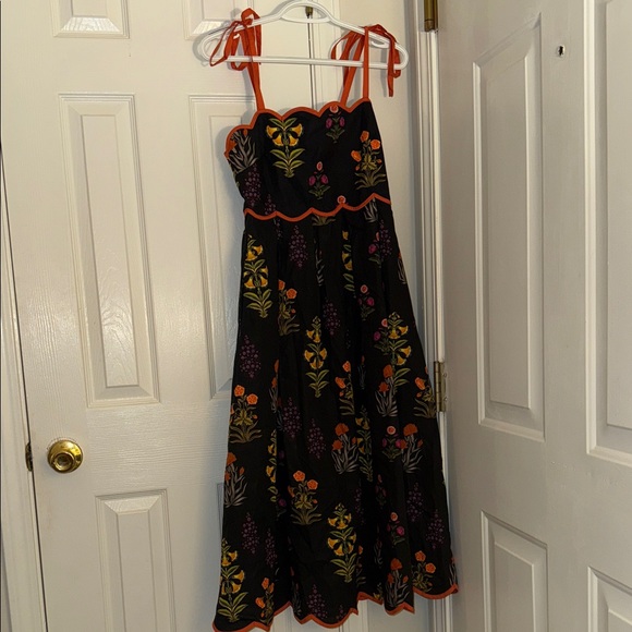 Entro Black Dress with Orange and Pink Floral Accents - Picture 1 of 3
